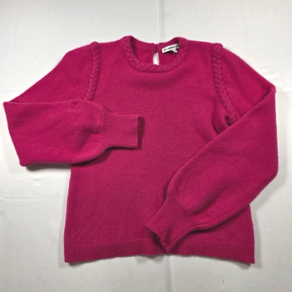 The‎ Cashmere Project Pink Braided Trim Puff Sleeve Cashmere Sweater Small